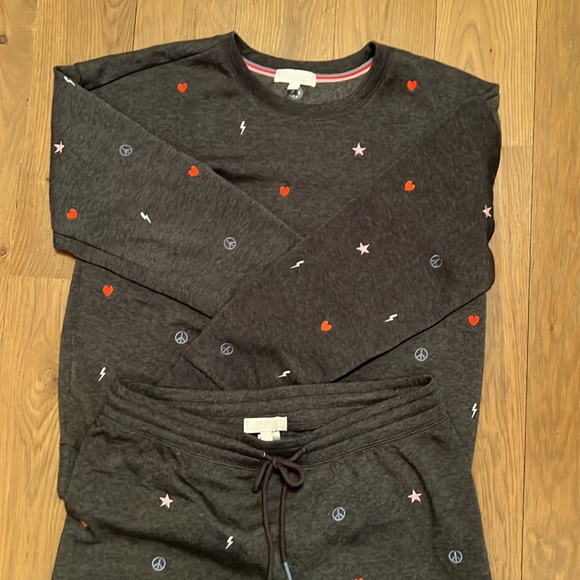 PJ Salvage Love Life Embroidered Fleece Pajamas Size Medium - Picture 5 of 5